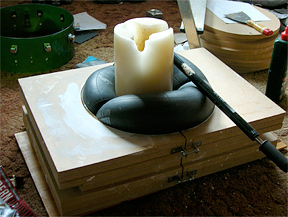 Tom Featherstone's ply drum - using a candle to pressurize the mold