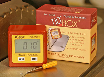 tiltbox for measuring blade angle of table saw