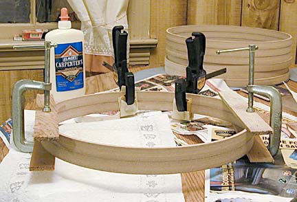 MDF rings being glued